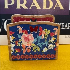 The Pioneer Woman Floral Wooden napkin holder/letter holder with Blue and Red